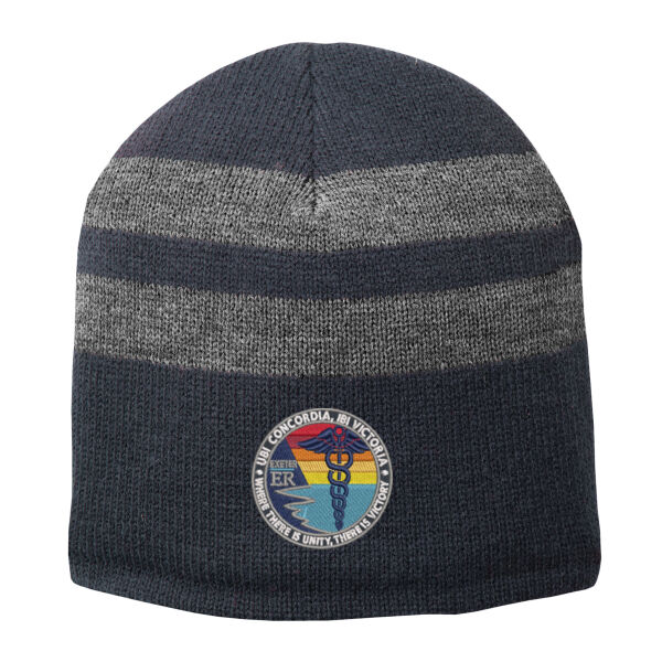 Fleece Lined Striped Beanie Cap Thumbnail